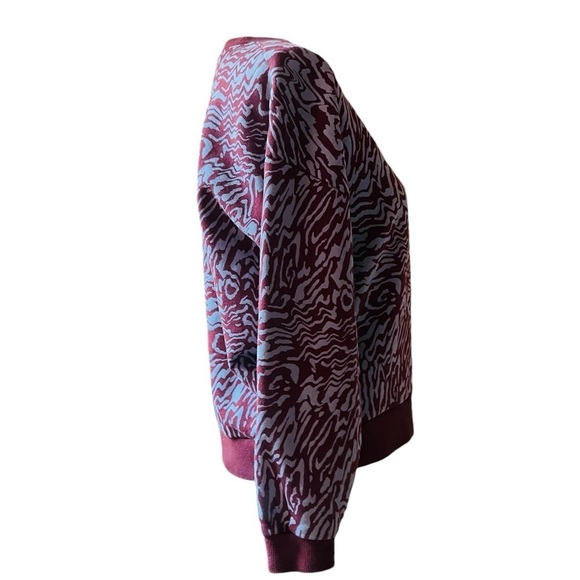 MADEWELL WOMEN’S PURPLE OVERSIZED SWEATSHIRT SIZE SMALL WITH ABSTRACT PATTERN - Picture 4 of 11